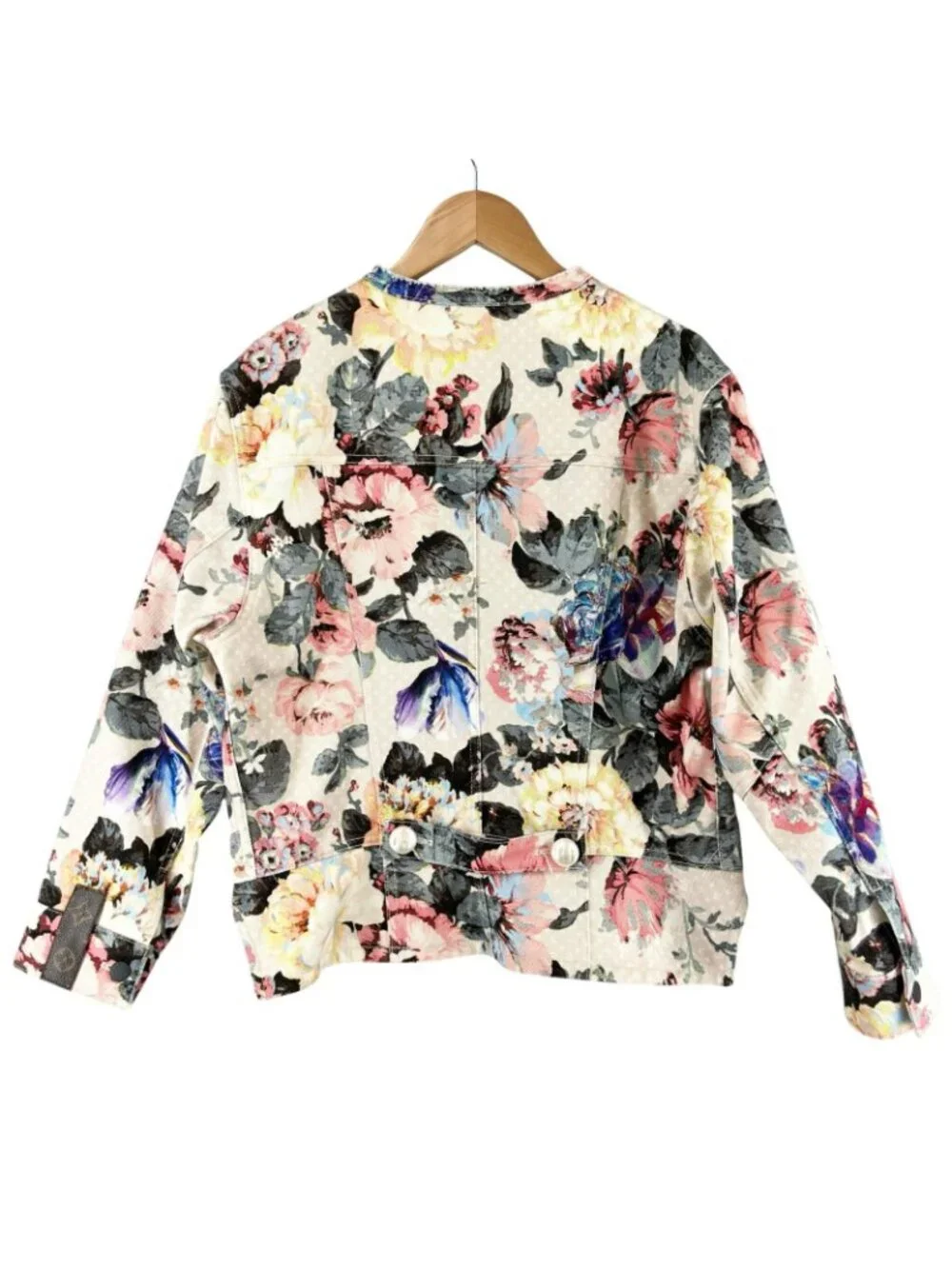 Louis Vuitton Flower Monogram Print Collarless Jacket AW Denim Cotton